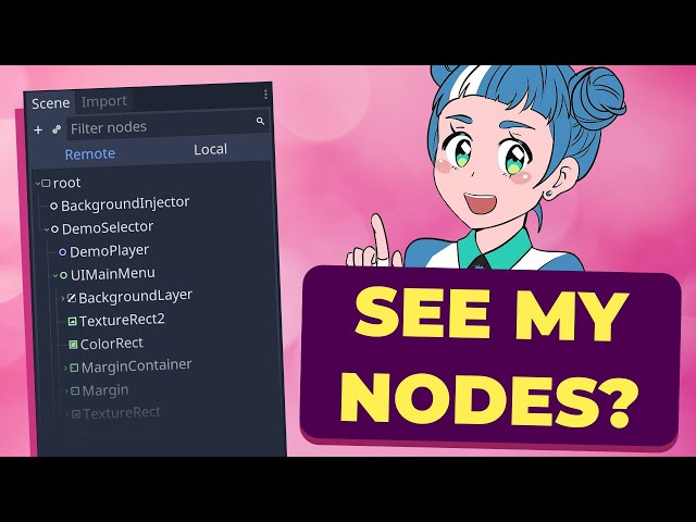 How can I see all the nodes in my running game in Godot?