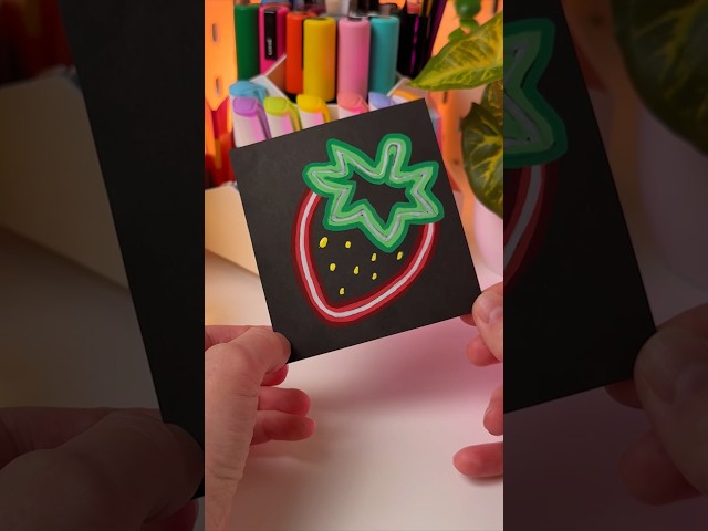 Strawberry with Neon Technique 🍓 #neon #neontechnique #glow