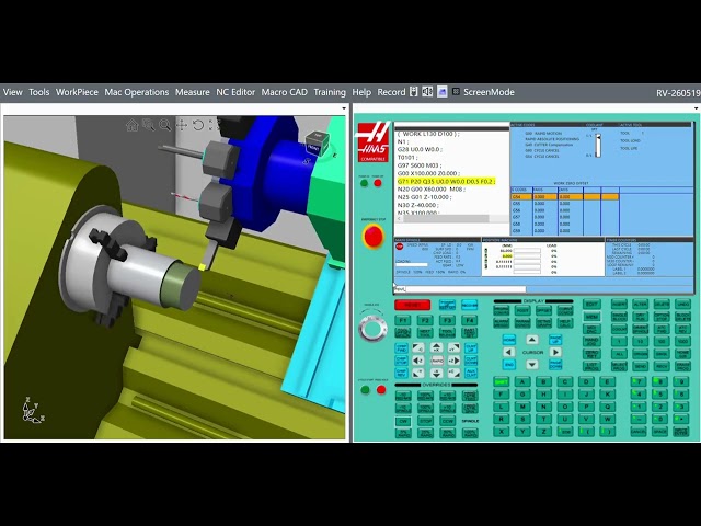 CNC Simulator – Drilling and Turning Operation | Haas-Compatible Lathe Machining Simulation