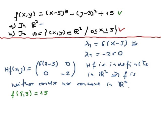 Studying optimums in several sets of R^2