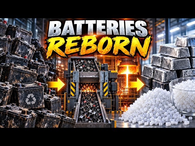 Inside a Factory Turning Old Car Batteries Into Valuable New Materials|Car Battery Recycling Process