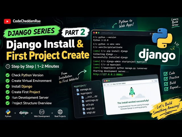 Django Install & First Project Create | Django Series Part 2 🐍🔥