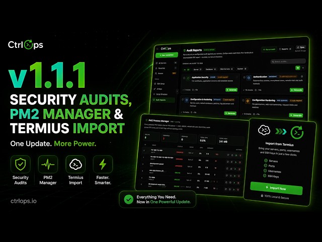CtrlOps 1.1.1: Security Audits, PM2 Manager & Termius Import