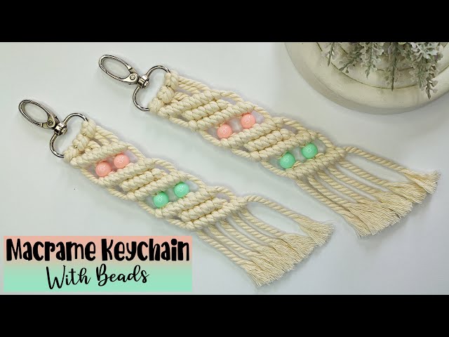 DIY Macrame Keychain With Beads For Beginners | Macrame tutorial