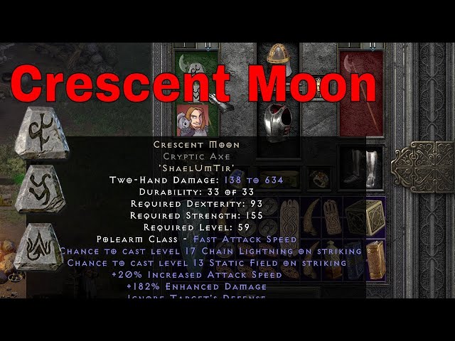 Diablo II Resurrected Rune Words - Crescent Moon (Shael Um Tir)
