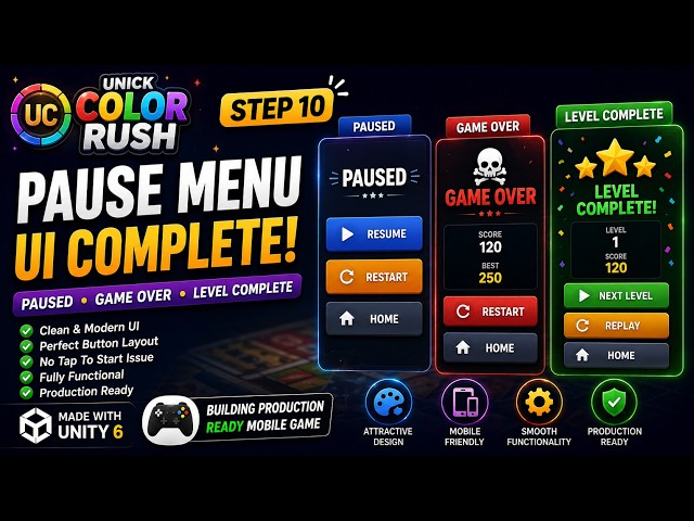 (Ep. 27) I’m Building My Own Mobile Game in Unity 🎮 | Pause Menu, Game Over & Level Complete UI