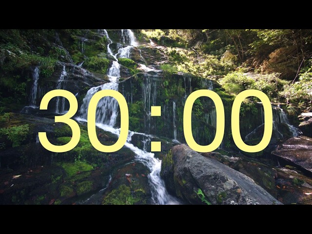 30 Minute Study Timer with Waterfall Sound & Calm Xylophone Music | Deep Focus