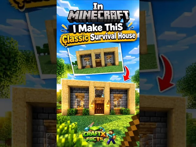 Minecraft: I Make An Classic Survival House |#shorts #tutorial #minecraft #bloxburg #howto #building