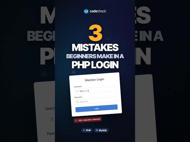 3 mistakes beginners make in a PHP login system #php #mysql #shorts