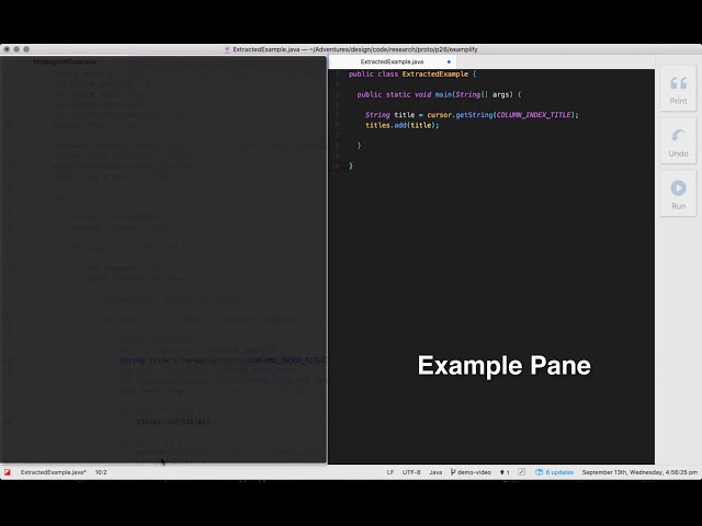 Interactive Extraction of Examples from Existing Code