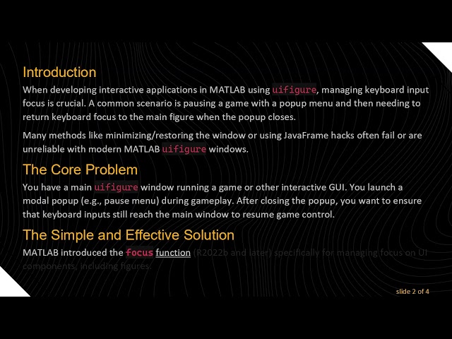 How to focus a MATLAB uifigure Window to Ensure Keyboard Input