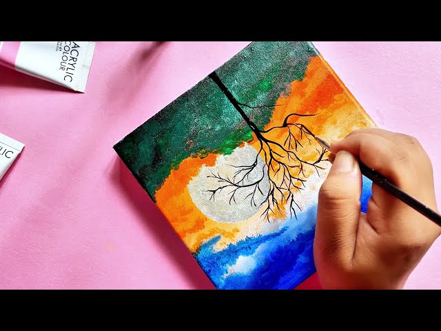 300K Subscribers! ❤️ A Painting of Gratitude | Acrylic Sunset Landscape