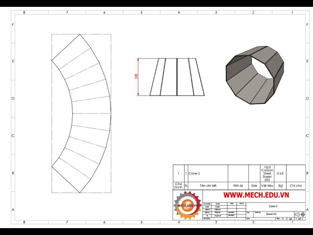 Solidworks sheet metal tutorial: tapered polygon - Part 1.2