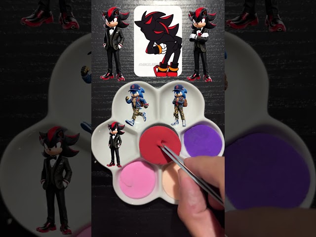 Sonic 💙 Amy 🩷 Shadow 🖤 Epic Dance Battle⚡️ Color Mixing Challenge🎨#satisfying #colormixing