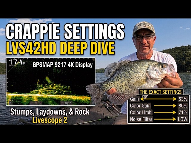 LVS42HD Deep Dive - Livescope 2 Settings for Crappie: Stumps, Laydowns, Rock