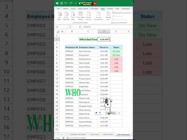 Mark 😳Late & On Time in seconds🤯 #excel #shorts