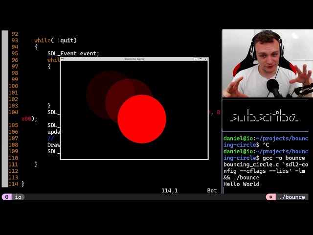 Speed Coding a Bouncing Red Circle in C