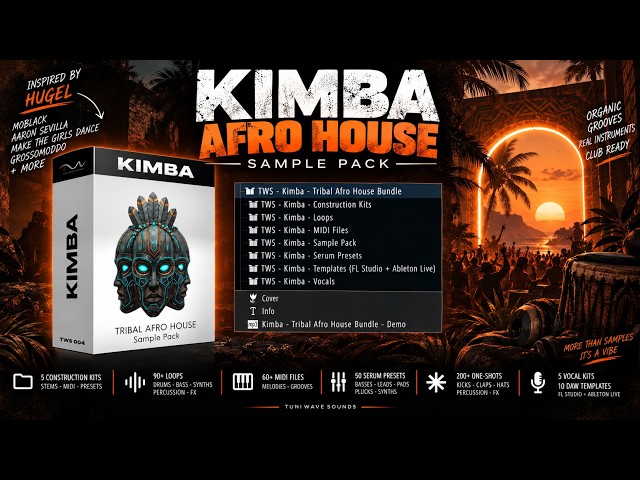 KIMBA | Afro House & Tribal Sample Pack , Kits, Serum Presets & Templates Inspired by HUGEL, Moblack