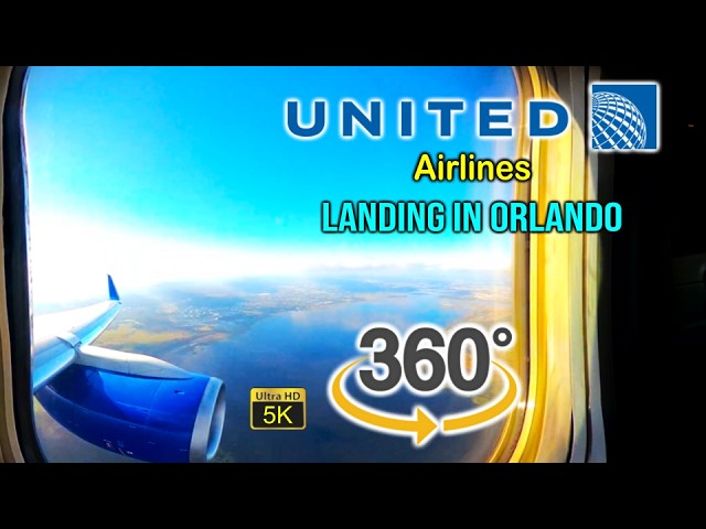 VR 360 5K United Airlines Landing in Orlando with View in Florida 2025 12 28