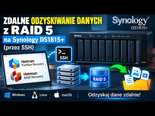 Zdalne odzyskiwanie danych z RAID 5 na Synology przez SSH | DS1815+