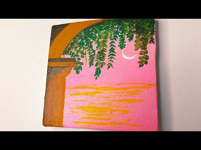Beautiful Sunset Painting on Canvas | Relaxing Acrylic Art Tutorial 🌙✨ @HumyraCreativeStudio 