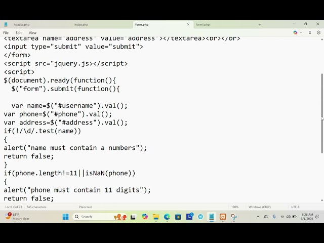 create a form using jquery