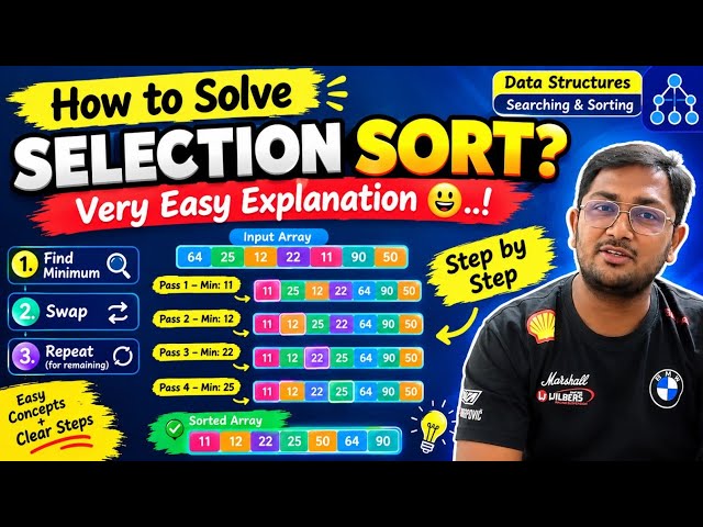 How to Solve Selection Sort 🤔 | Easy Explanation Selection Sort | Data Structures | Sorting