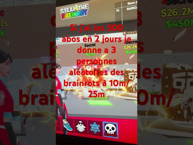 Rush 500 abos giveway en live de brainrot a 10/25m !