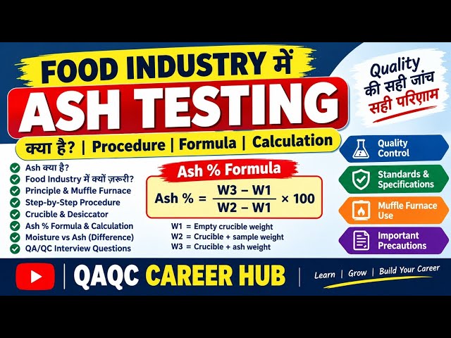 Food Industry में Ash Testing क्या है? | Ash Test Procedure, Formula & Calculation | QA/QC Interview