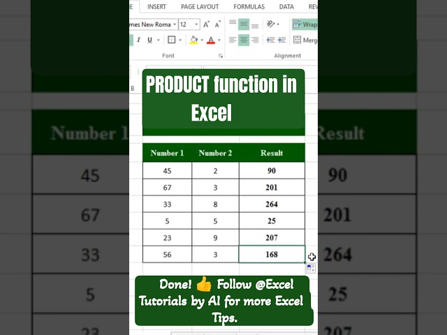 PRODUCT Function in Excel | Multiply Numbers Instantly | Excel Formula Tutorial | #excel #shorts