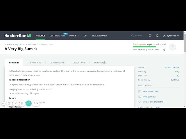 A Very Big Sum   HackerRank Java Code