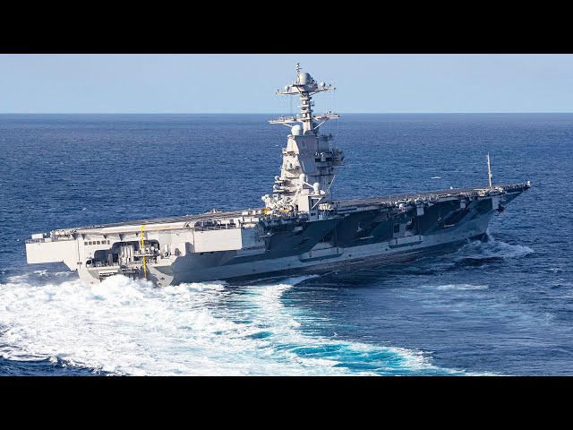 Aerial footage: USS Gerald R. Ford High-Speed Turns