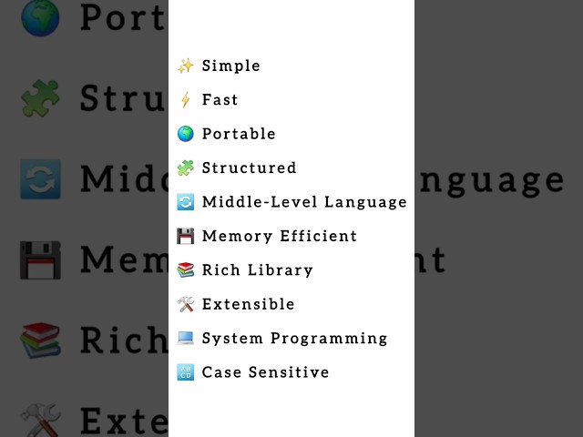 10 Features of C Programming You Should Know! 🚀 | C Language #shorts