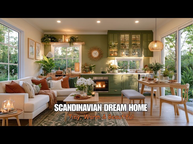 Tiny Scandinavian Green & Cream House Design✨ Cozy, Warm, Modern & Space-Saving Ideas