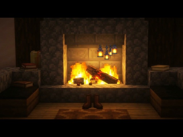 Cozy Minecraft Fireplace 4K | Dark Ambiance & Crackling Fire ASMR