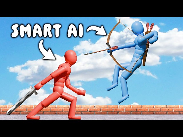 Smart AI Stickmen Fight Each Other in a Realistic Simulation! (with Active Ragdoll Physics)