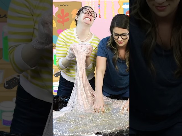 Epic GIANT Slime 💚 Ms. Booksy + Crafty Carol SLIME CHALLENGE #shorts