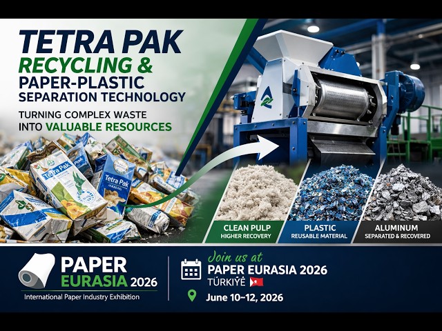 Tetra Pak Recycling Machine | Paper-Plastic Separation Technology ♻️ | Paper Eurasia 2026 Türkiye 🇹🇷