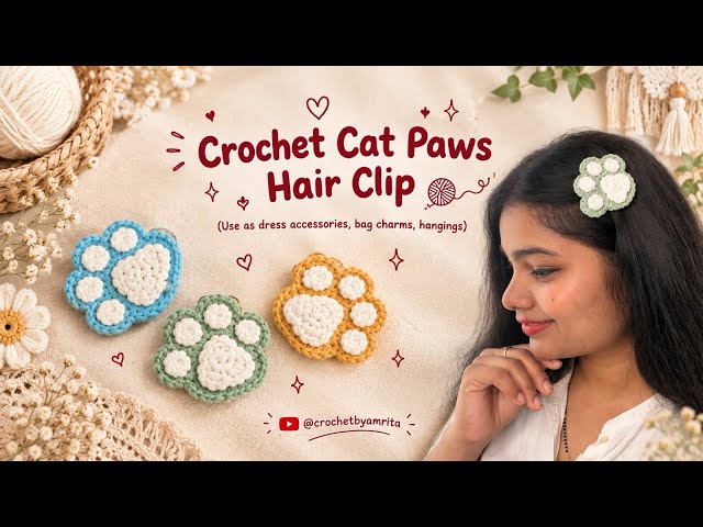 This cute cat paws hair clips  is must to have 🫶🏻❤️ beginners friendly tutorial 