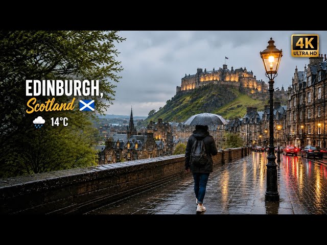 14°C in EDINBURGH While EUROPE Faces a Heatwave 🌧️ Edinburgh, Scotland - Rainstorm Walking Tour 4K. 