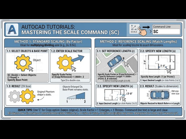 How to Use the SCALE Command in AutoCAD (Standard vs. Reference) #shorts