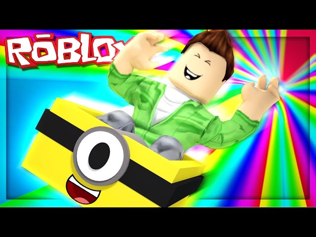 SLIDE DOWN A RAINBOW IN A BOX! (Roblox Rainbow Slide)