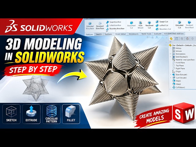 How to Model a Complex 3D Star in SolidWorks | Step-by-Step Tutorial