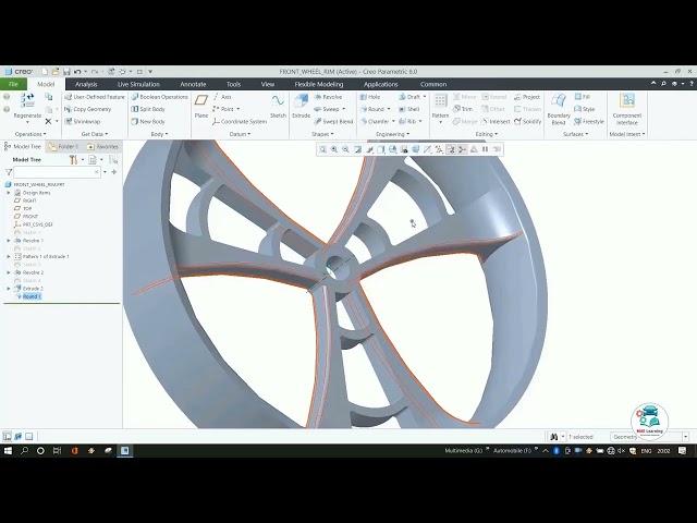Front wheel design using CREO