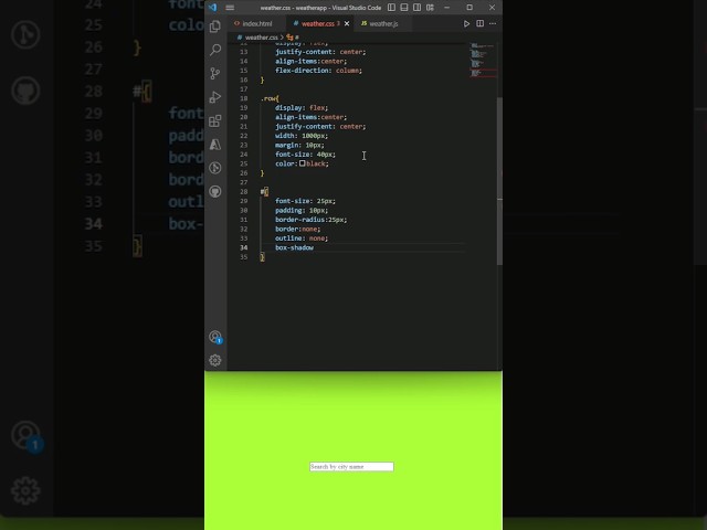 Create weather app using javascript ☁️🌧️⛅🌞.             #javascriptproject  #html #css #weather