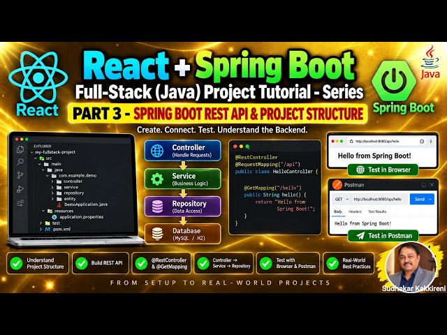 React + Spring Boot Full-Stack (Java) Project Tutorial - Series | PART 3 - SB REST API & Proj Struct