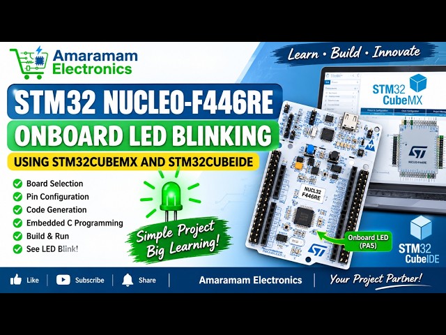 STM32 Nucleo-F446RE Onboard LED Blinking | STM32CubeMX & STM32CubeIDE | Beginner Project