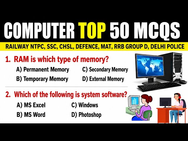Top 50 Computer MCQs | Computer GK MCQ | Computer, SSC, CGL, Railway For All Competitive Exam
