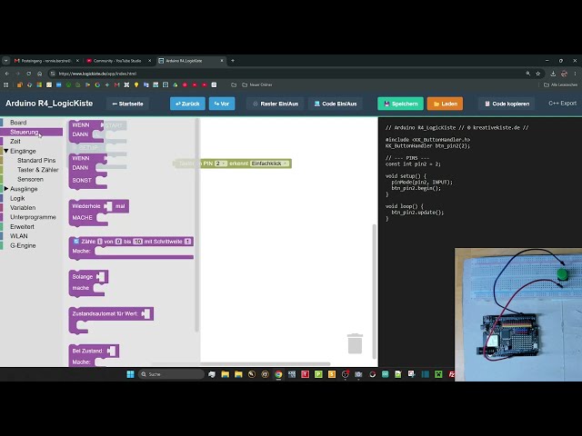 Blockly für Arduino, Teil 18, Tastendrücke auswerten, mit Blockly grafisch  Programmieren