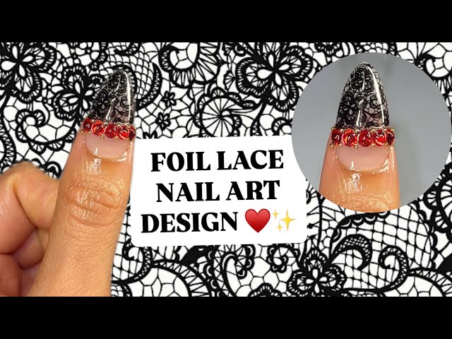 Watch me do Lace Foil Nail Art 🖤✨♥️ | Urdu/Hindi tutorial | Pop off Nail | Nailestry